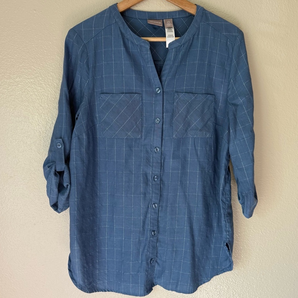 Chico's Blue Button Front Shirt